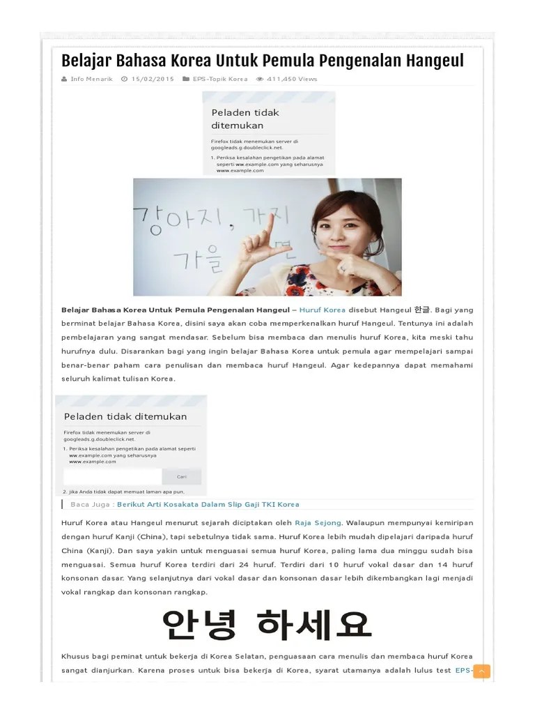 Cara Baca Bahasa Korea Dan Artinya