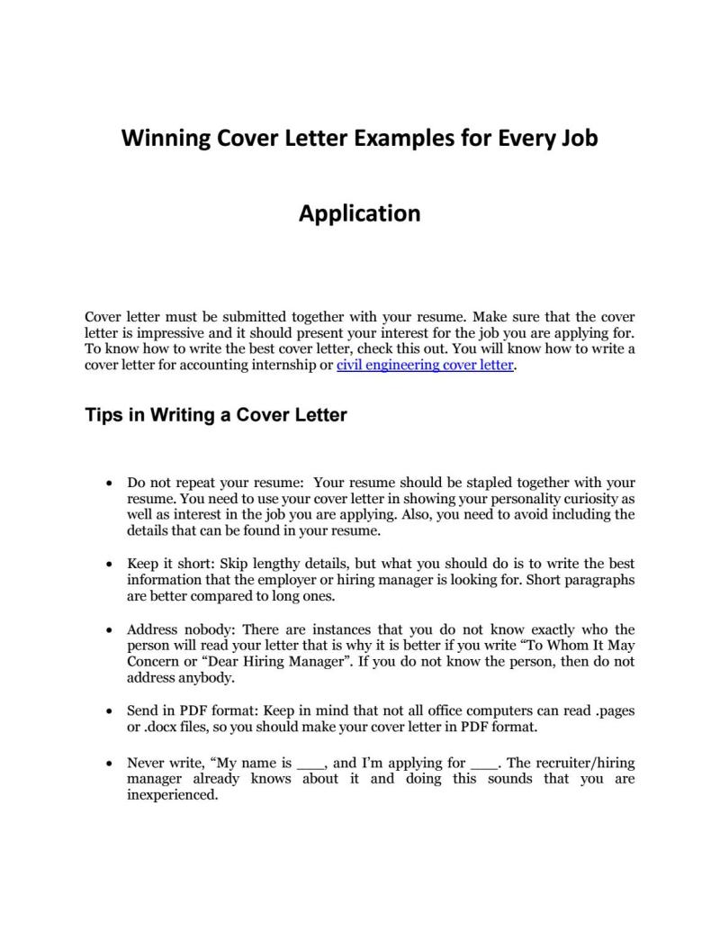 Format Of Cover Letter For Job